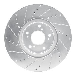 Acura TL Brake Rotor (1) - Front Right - R1 Concepts - Drilled & Slotted - Silver - `04-`08